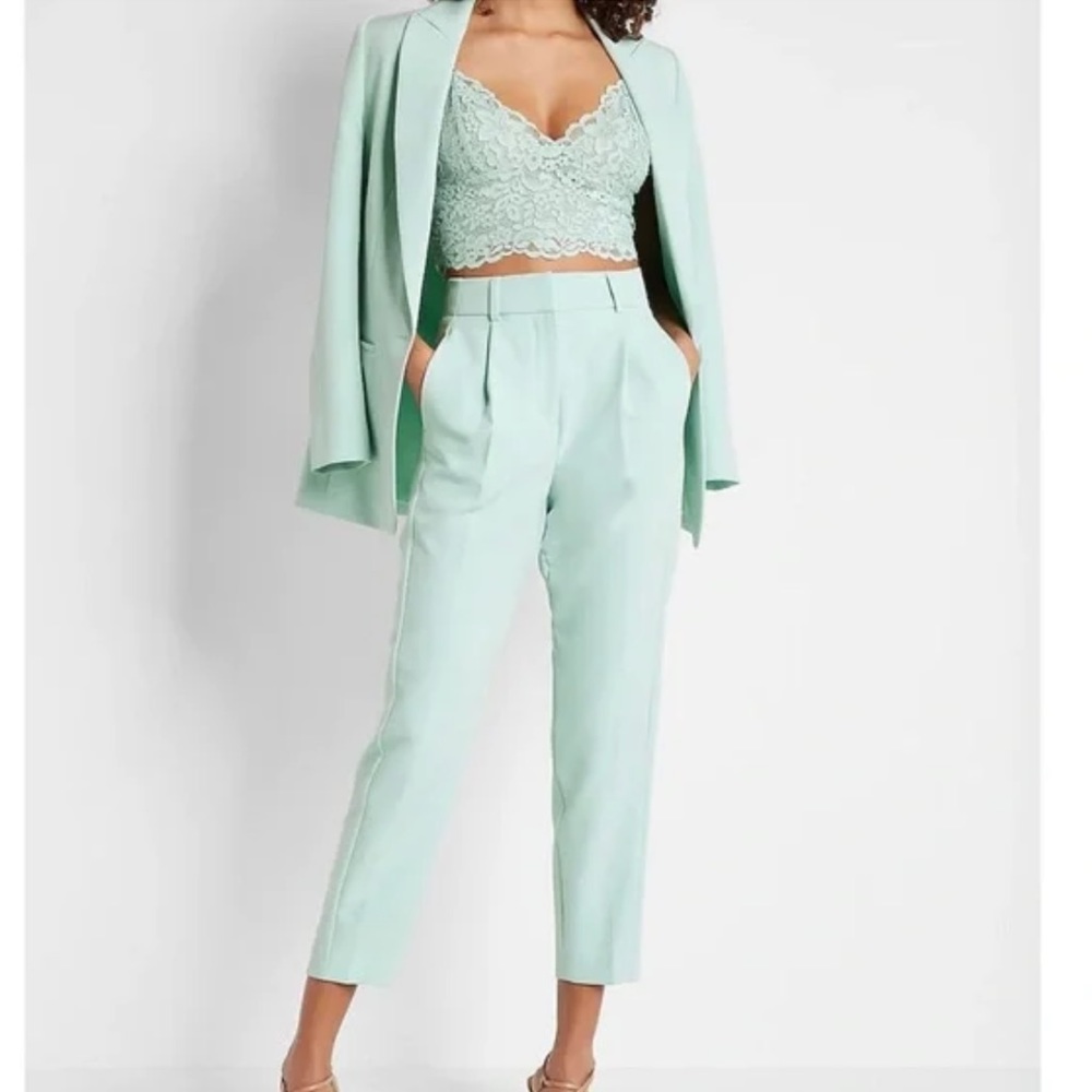 Express One-Button Boyfriend Blazer Mint Halo M